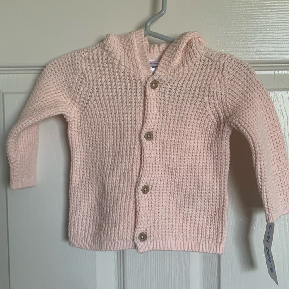 NWT Carters Baby Pink Cardigan Size 6 Months